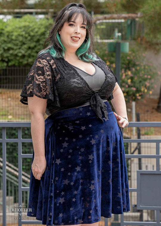 Essential Julie Skirt - Navy Stars Burnout Velvet