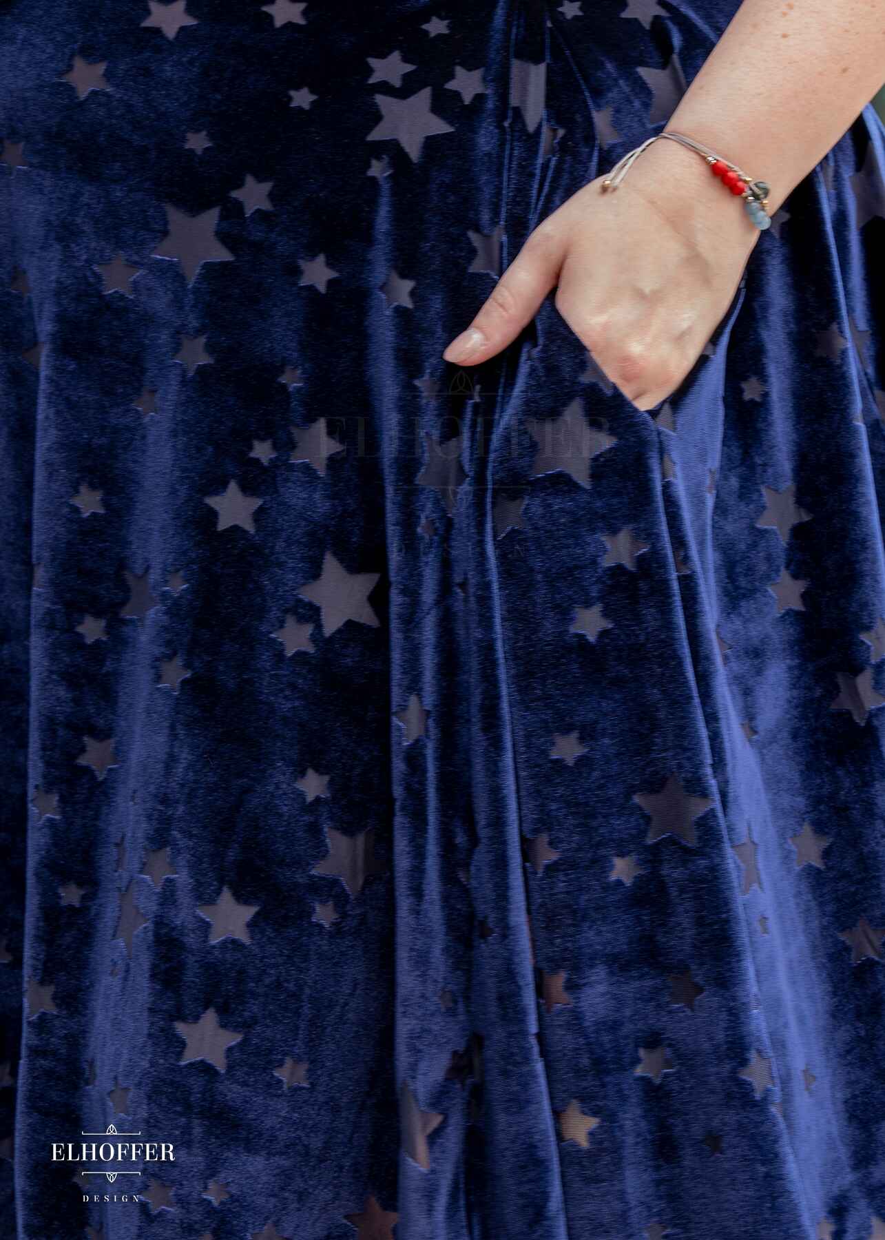 Essential Julie Skirt - Navy Stars Burnout Velvet