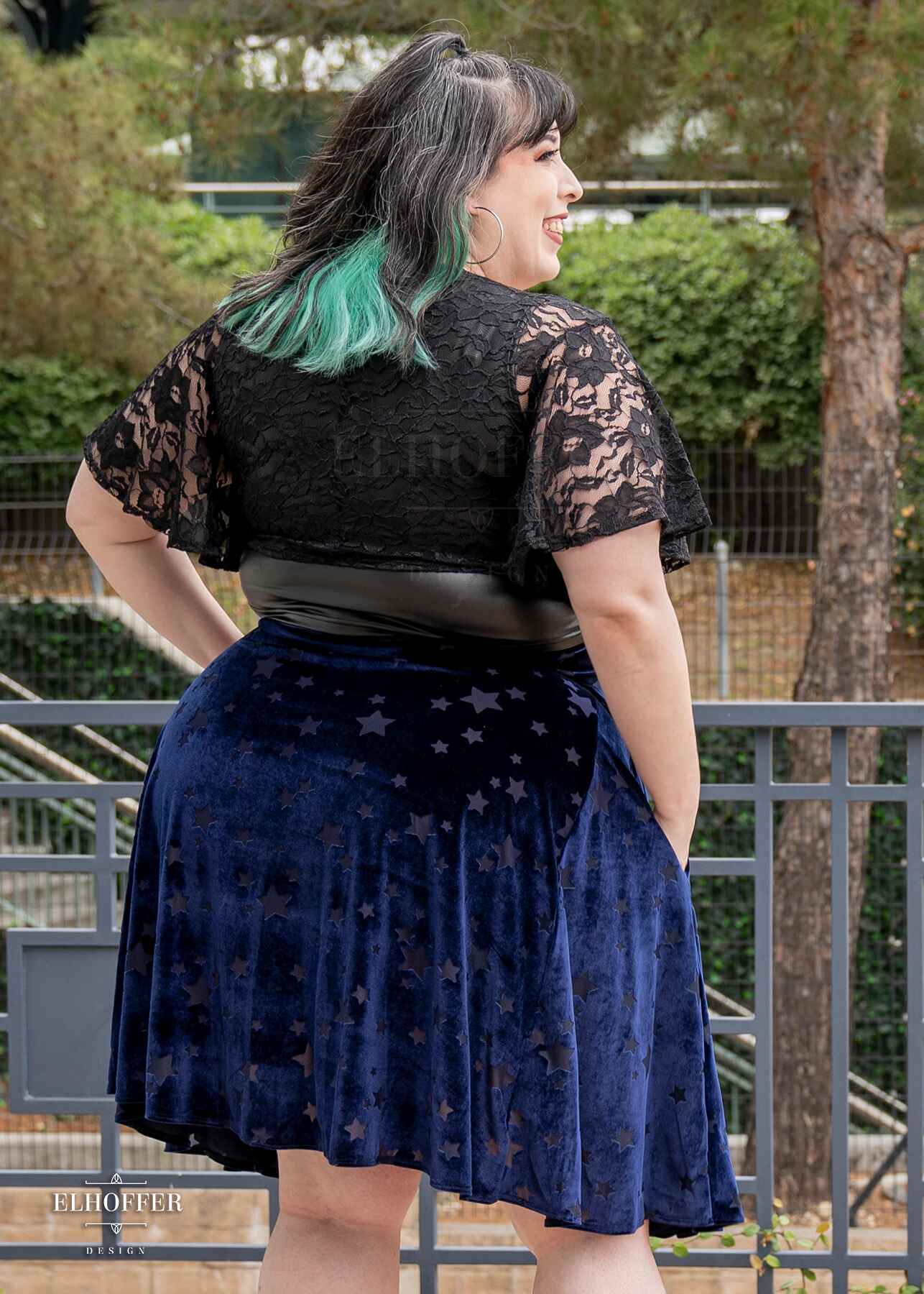 Essential Julie Skirt - Navy Stars Burnout Velvet