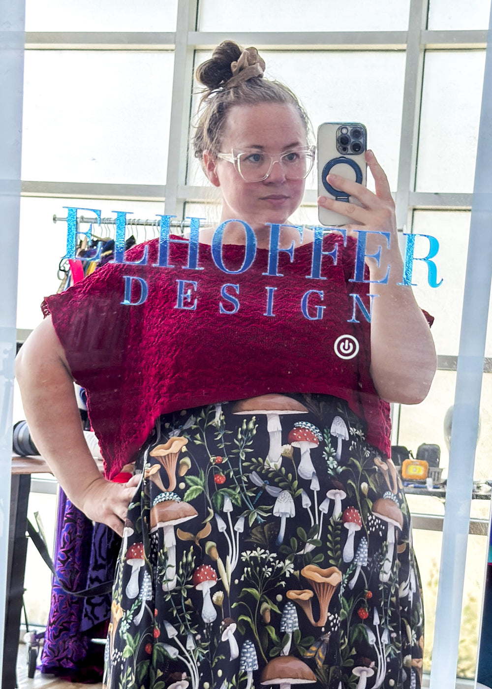 Handmade Boatneck Crop - Galactic Crimson Queen