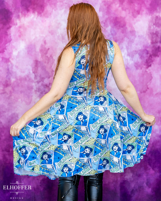 SAMPLE SALE - Scoop Neck Dress - Comic Book Print M/L Fit