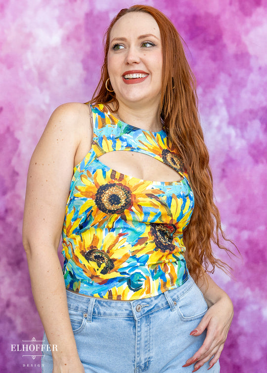 Essential Kara Top - Impressionist Sunflower