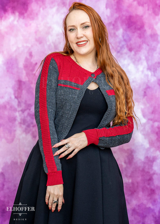 Galactic Outpost Cropped Cardigan - Imperial Shadow