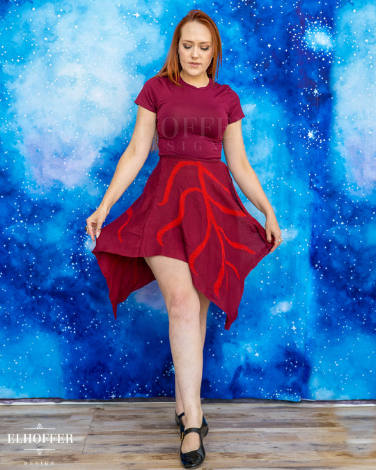Essential Leaf Wrap Skirt/Cape - Autumnal Burgundy