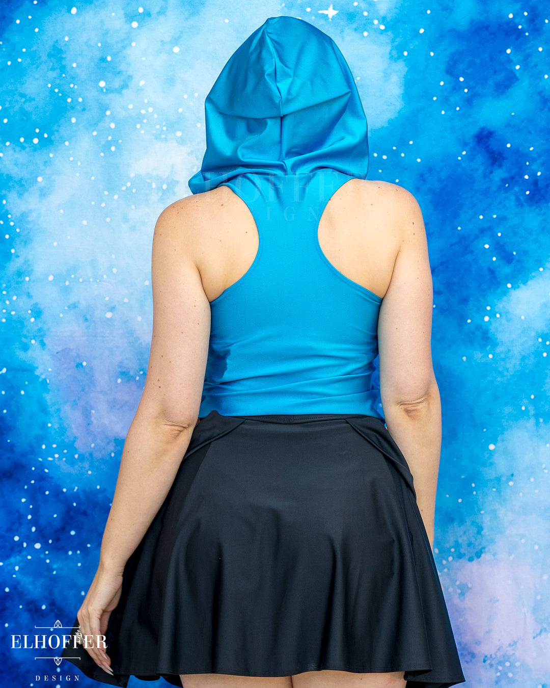 Essential Mara Hooded Crop - Ocean Blue Spandex