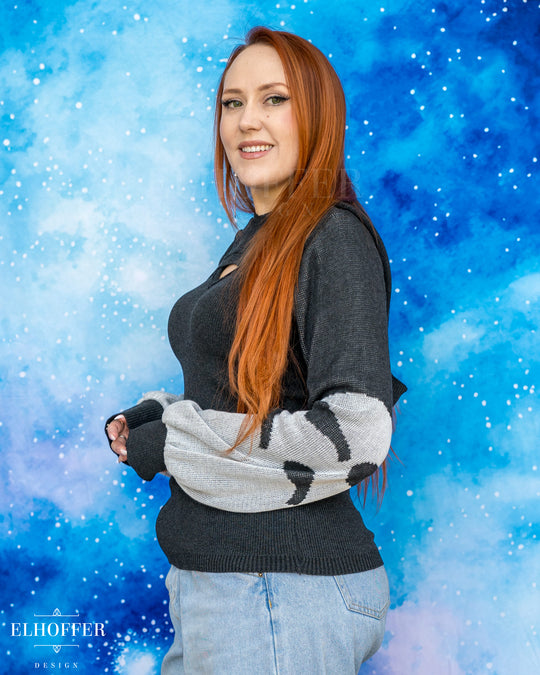 PREORDER - Forest Neighbor Capricorn Hooded Crop - Charcoal Grey
