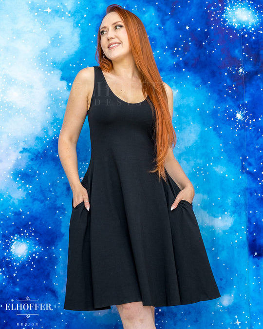 Essential Aquarius Knee Length Dress - Cotton Shadow