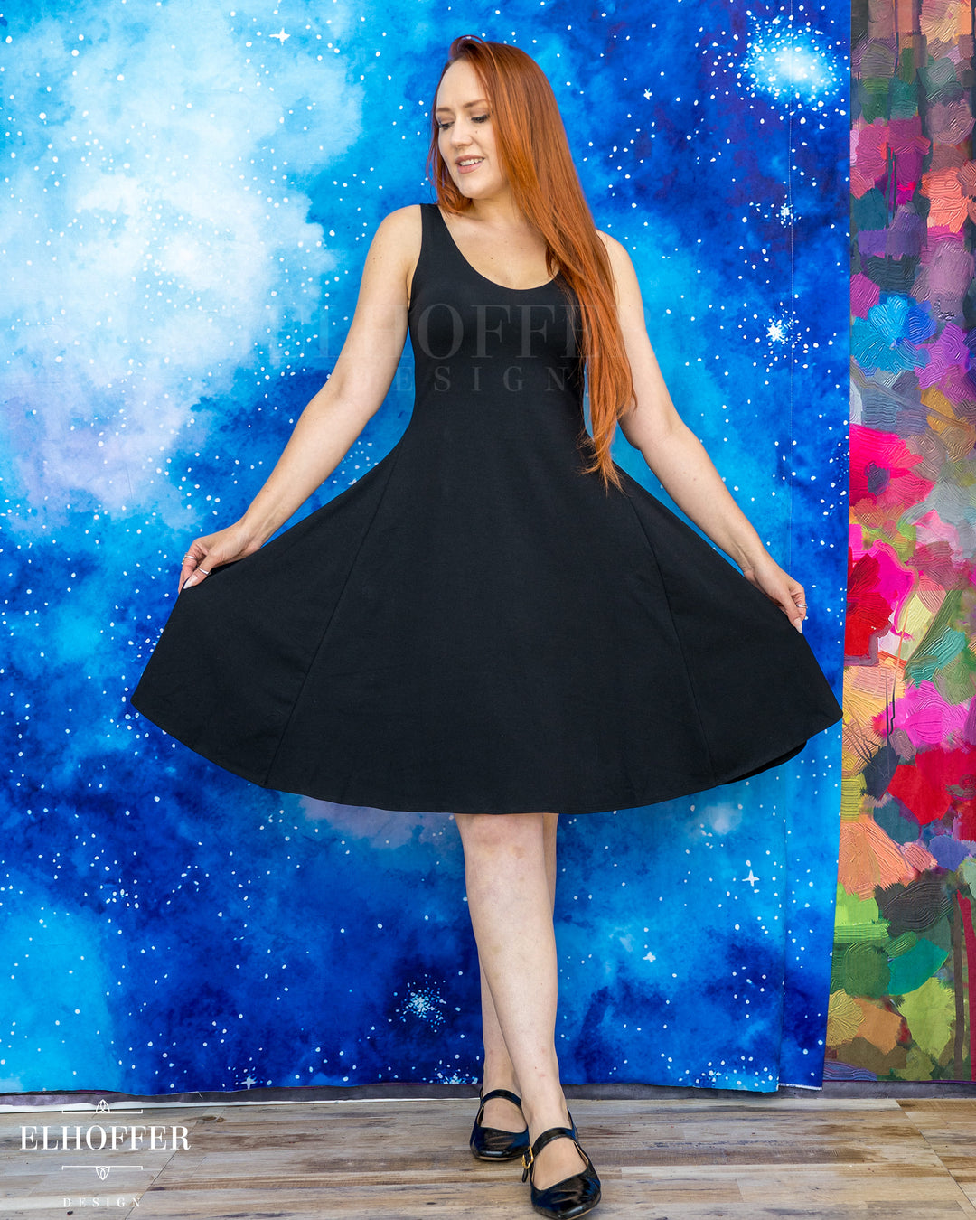 Essential Aquarius Knee Length Dress - Cotton Shadow