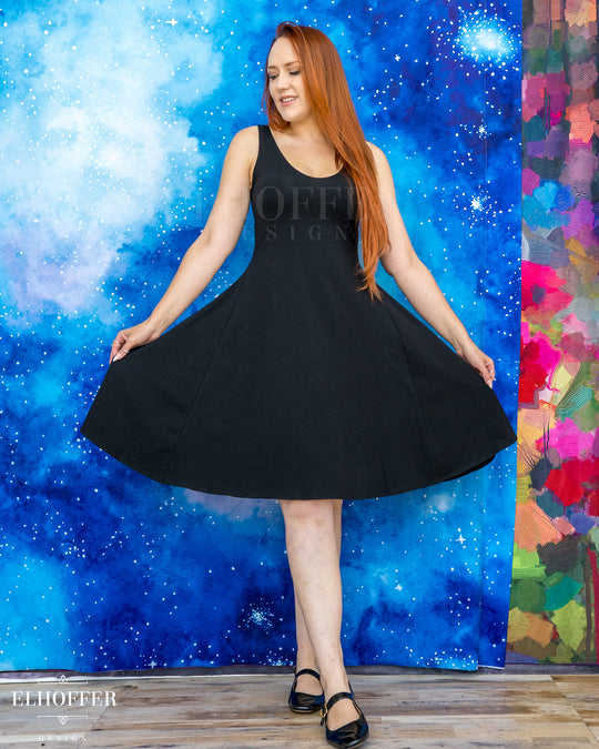 Essential Aquarius Knee Length Dress - Cotton Shadow