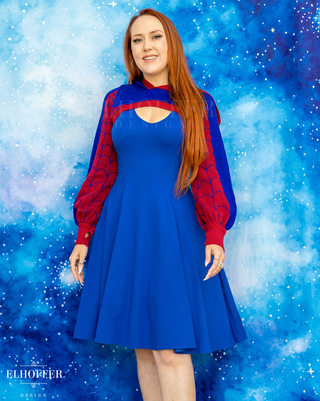 Spiderweb Capricorn Hooded Crop - Classic Blue