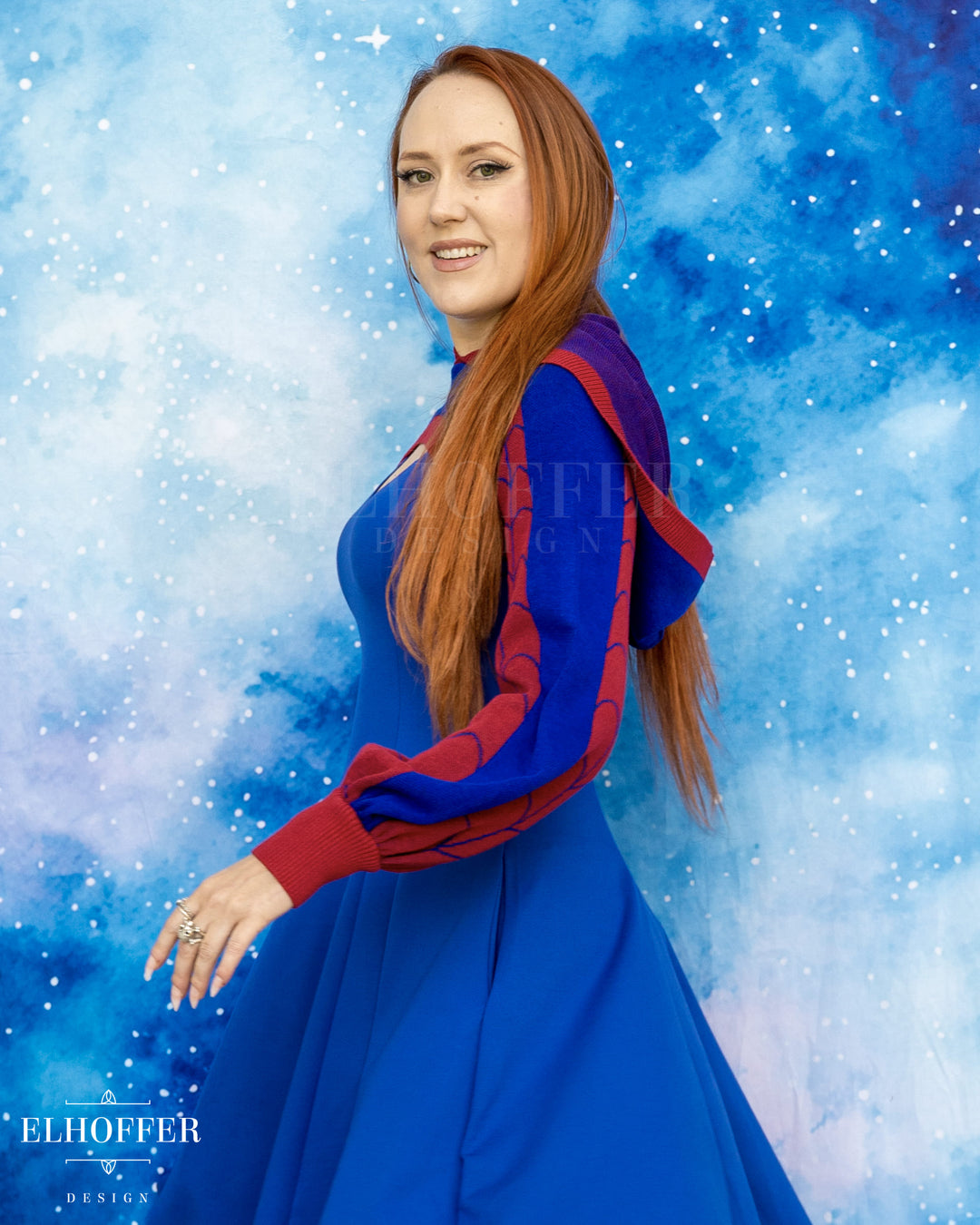 Spiderweb Capricorn Hooded Crop - Classic Blue