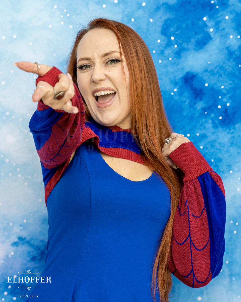 Spiderweb Capricorn Hooded Crop - Classic Blue