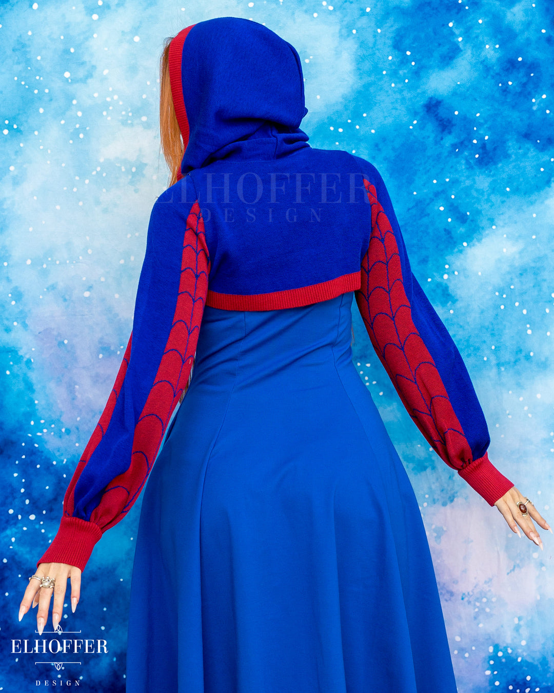 Spiderweb Capricorn Hooded Crop - Classic Blue
