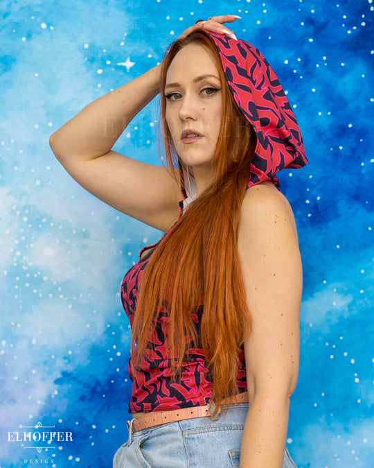 Essential Mara Hooded Crop - Red Demon Scars