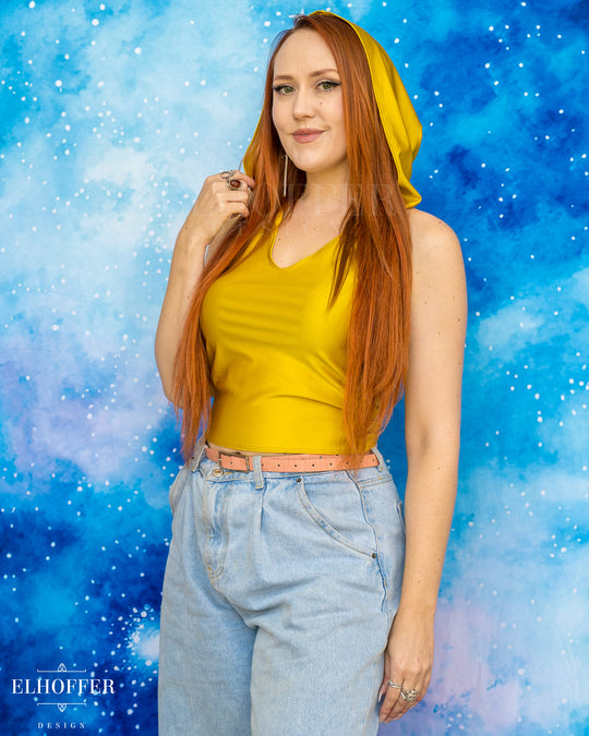 Essential Mara Hooded Crop - Golden Yellow Spandex