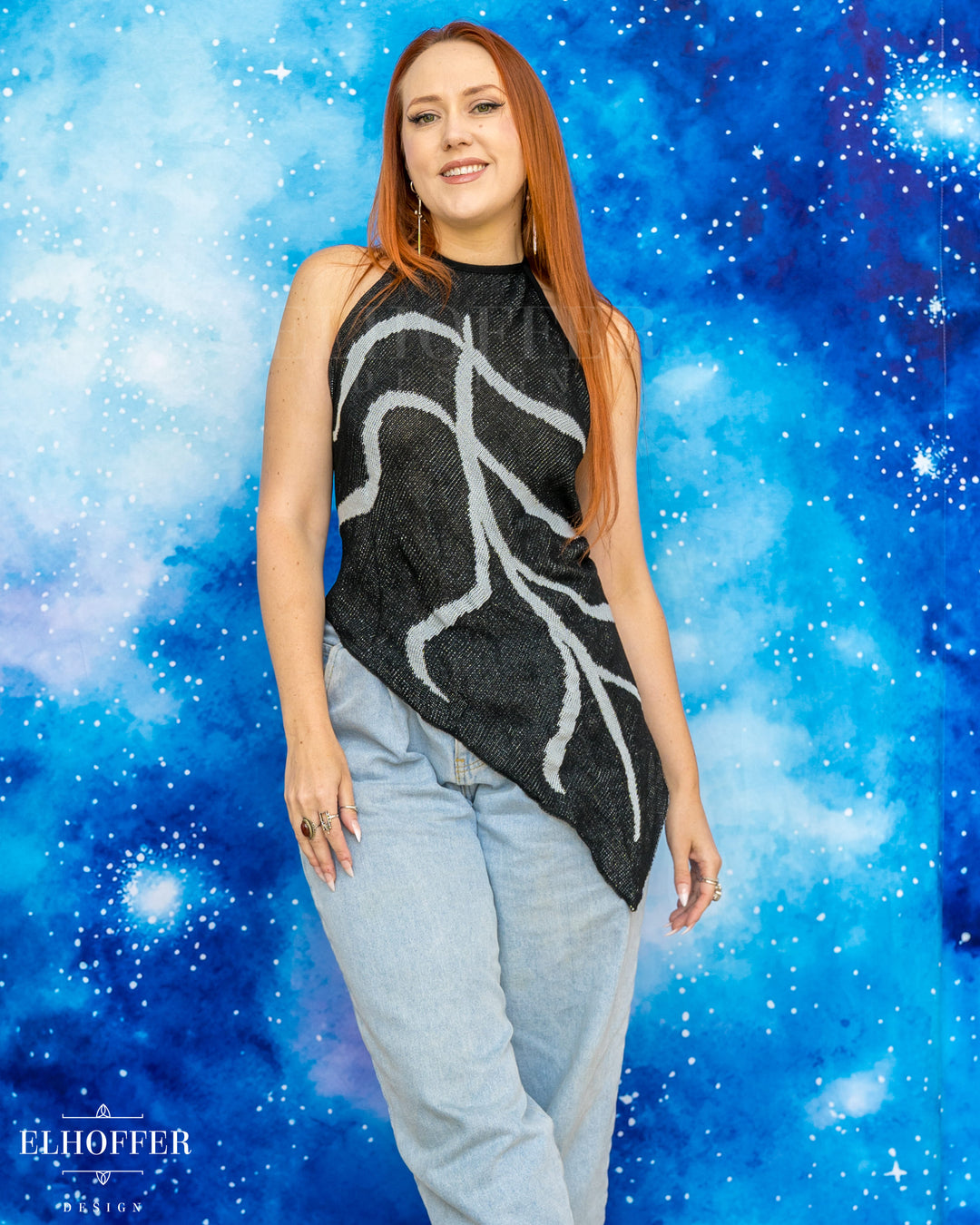Essential Leaf Handkerchief Top - Shadow Black