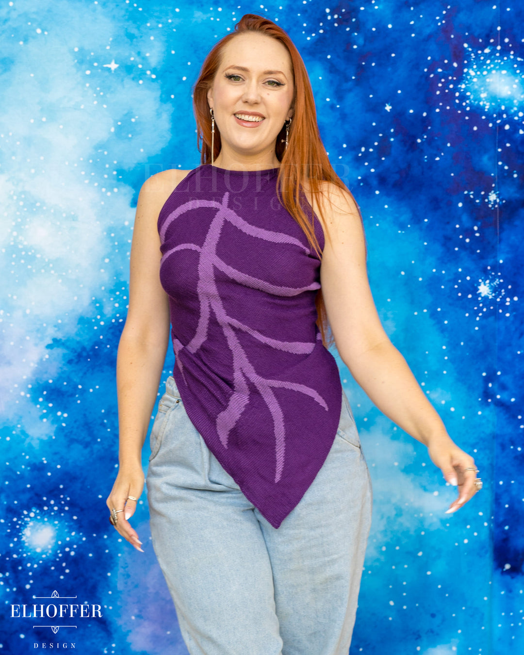 Essential Leaf Handkerchief Top - Deep Violet