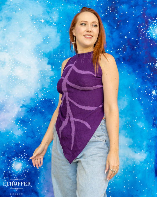 Essential Leaf Handkerchief Top - Deep Violet