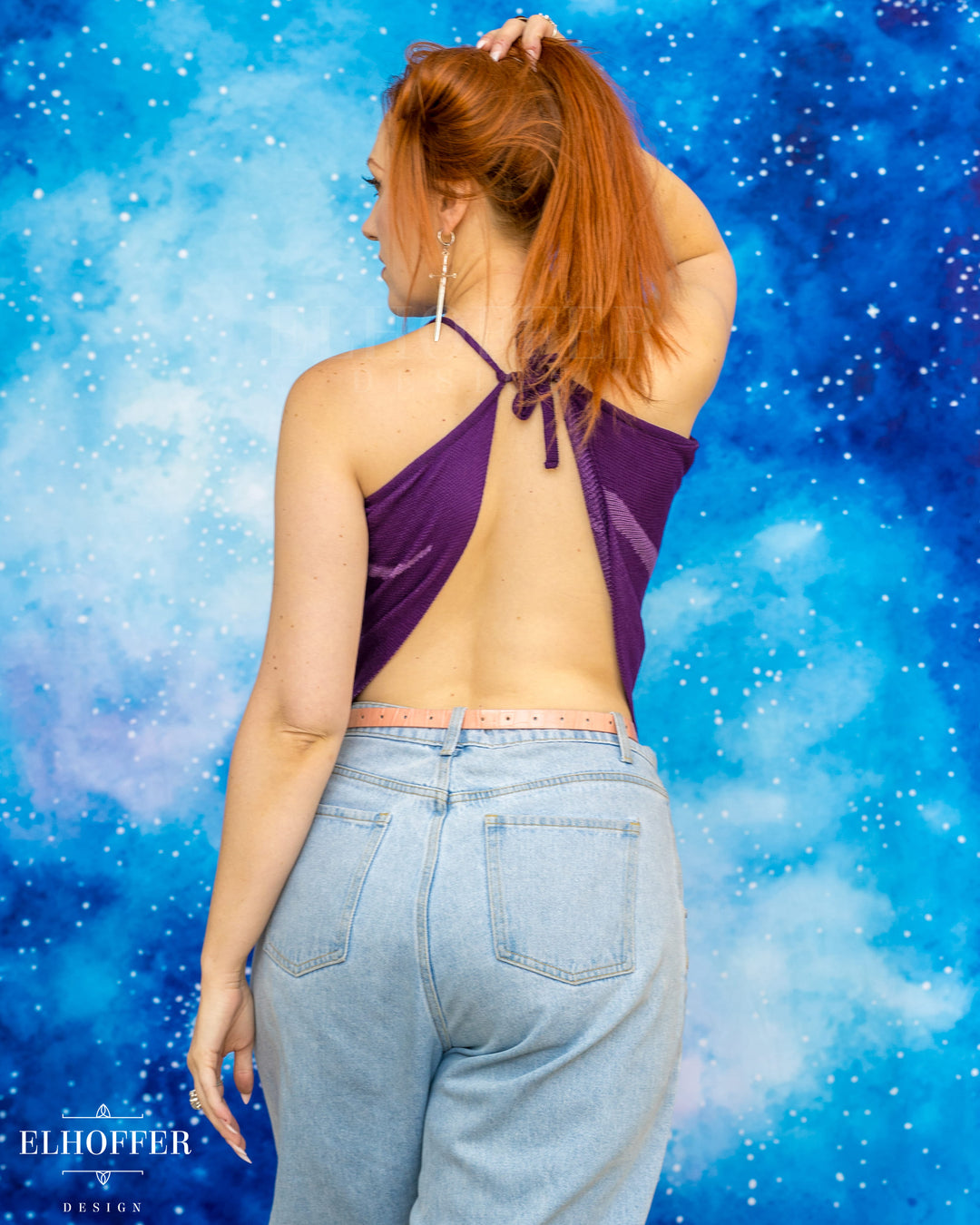 Essential Leaf Handkerchief Top - Deep Violet