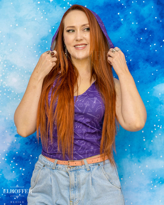 Essential Mara Hooded Crop - Purple Roll for Damage