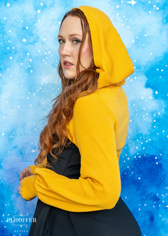Essential Capricorn Crop Hoodie - Mustard Gold