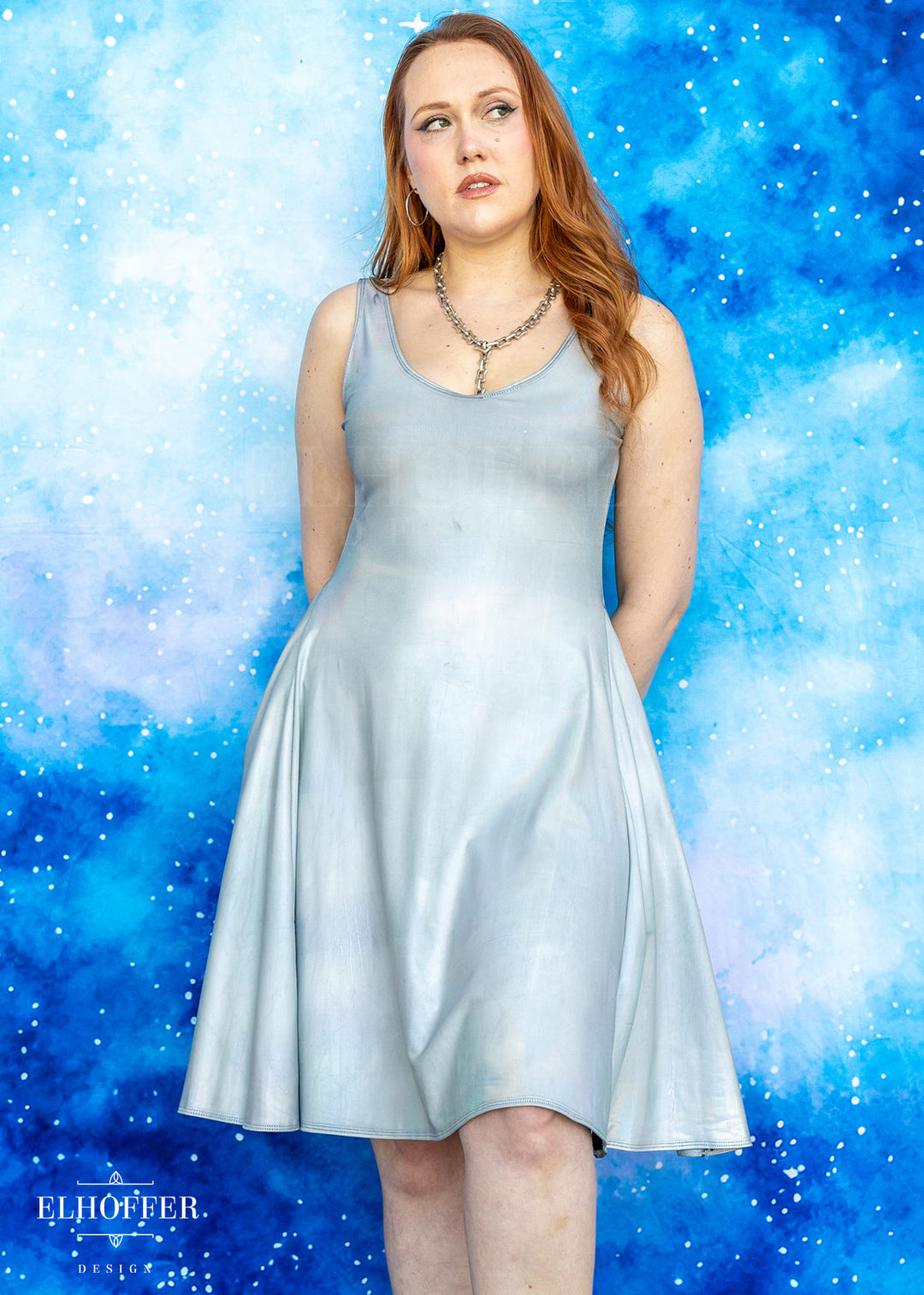 Essential Aquarius Knee Length Dress - Distressed Liquid Holo