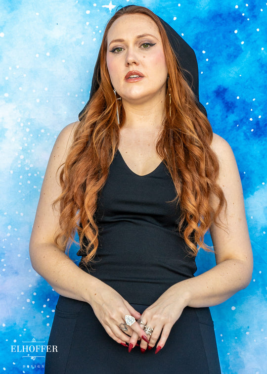 Essential Mara Hooded Top - Black Ponte