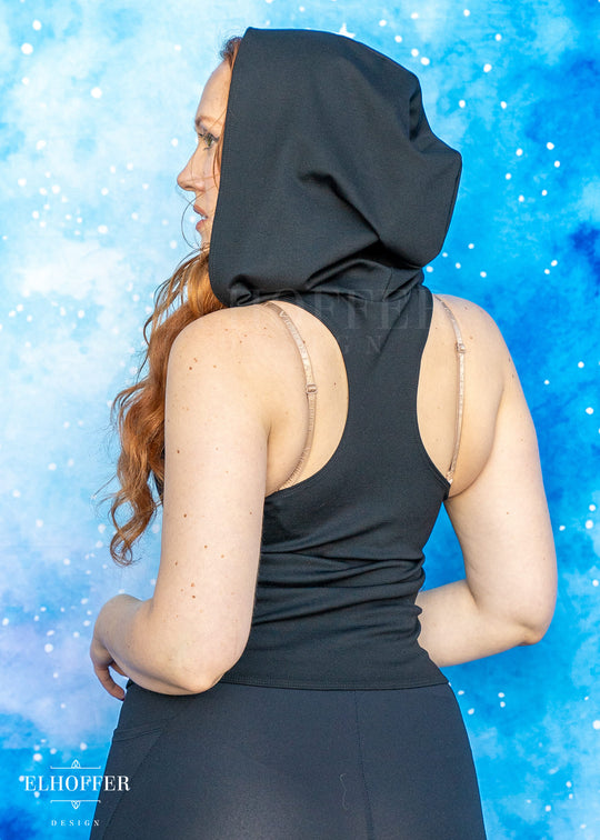 Essential Mara Hooded Top - Black Ponte