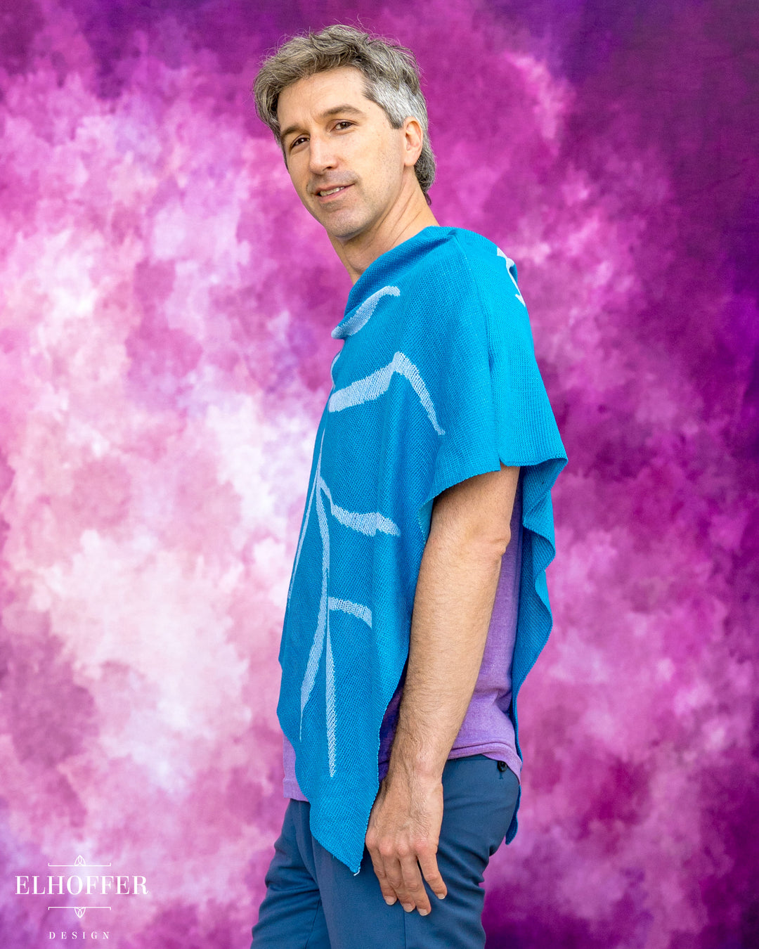 Essential Leaf Poncho - Frosty Blue