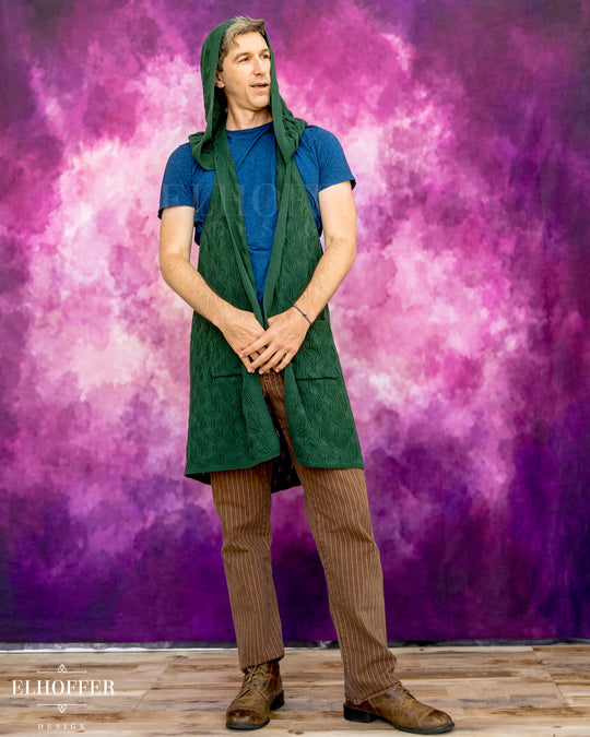 Elven Rogue Hooded Vest - Old Forest Green