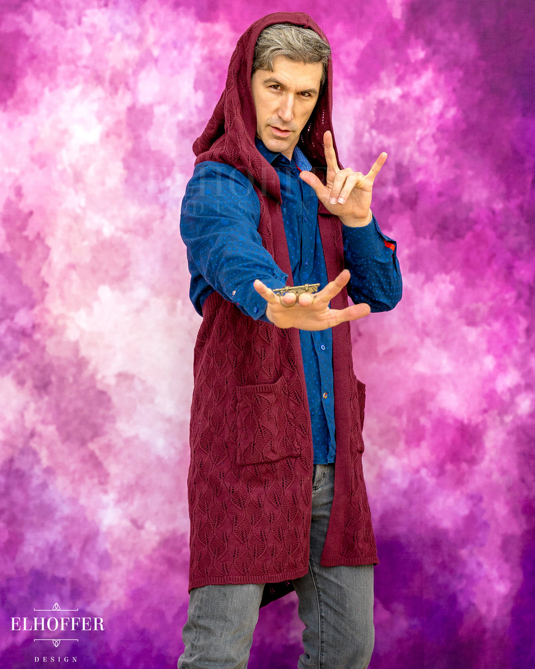 Elven Rogue Hooded Vest - Dragon's Blood Red