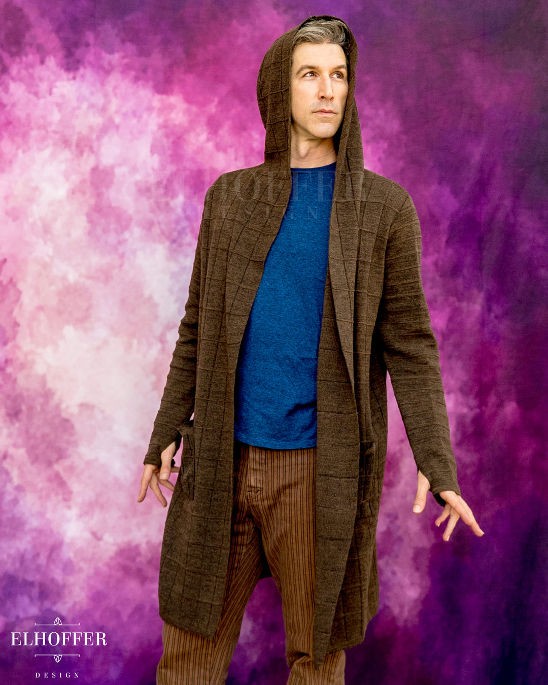 Galactic Renegade Unisex Duster Cardigan - Sepia Knight