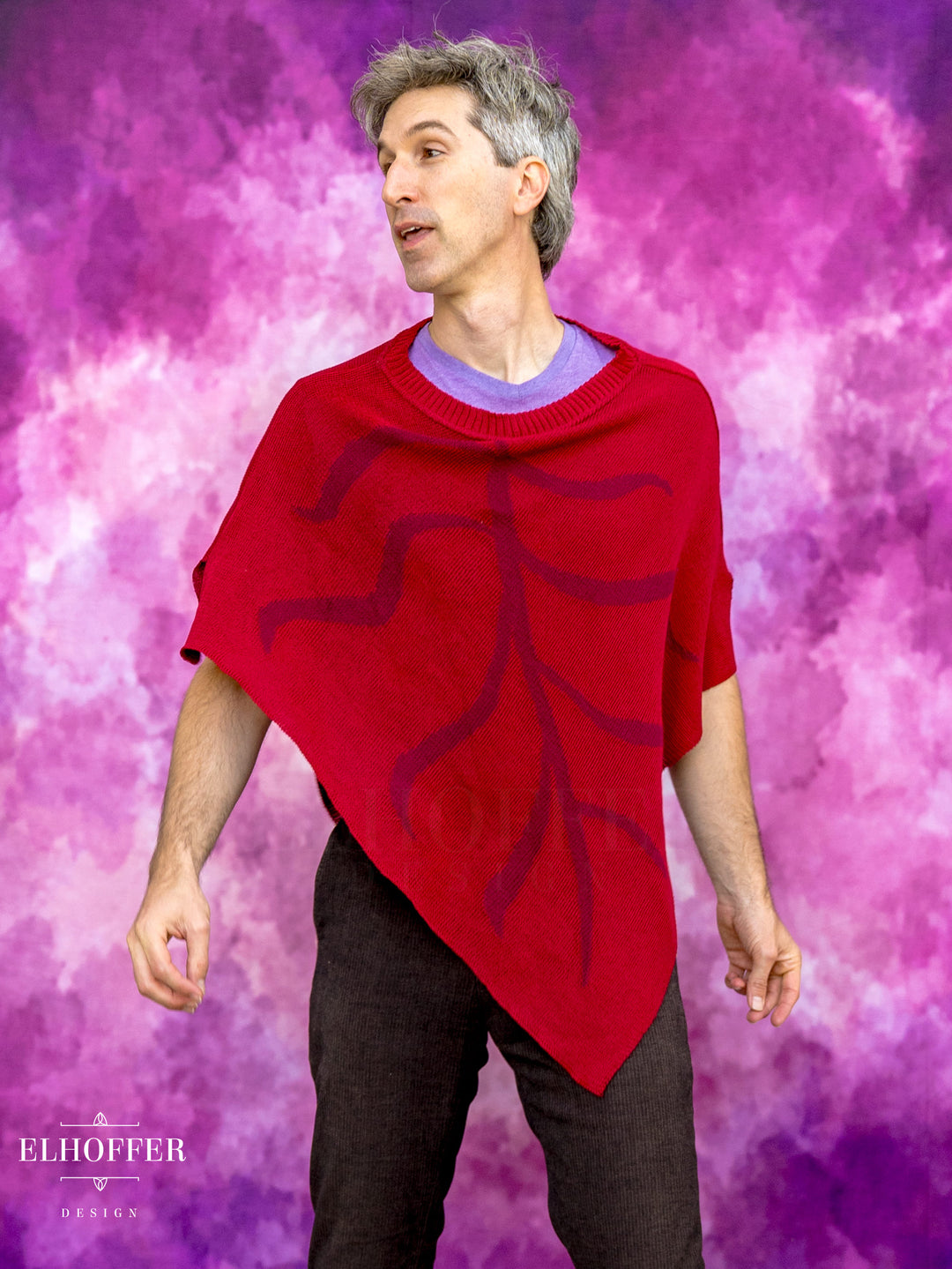 Essential Leaf Poncho - Fallen Red