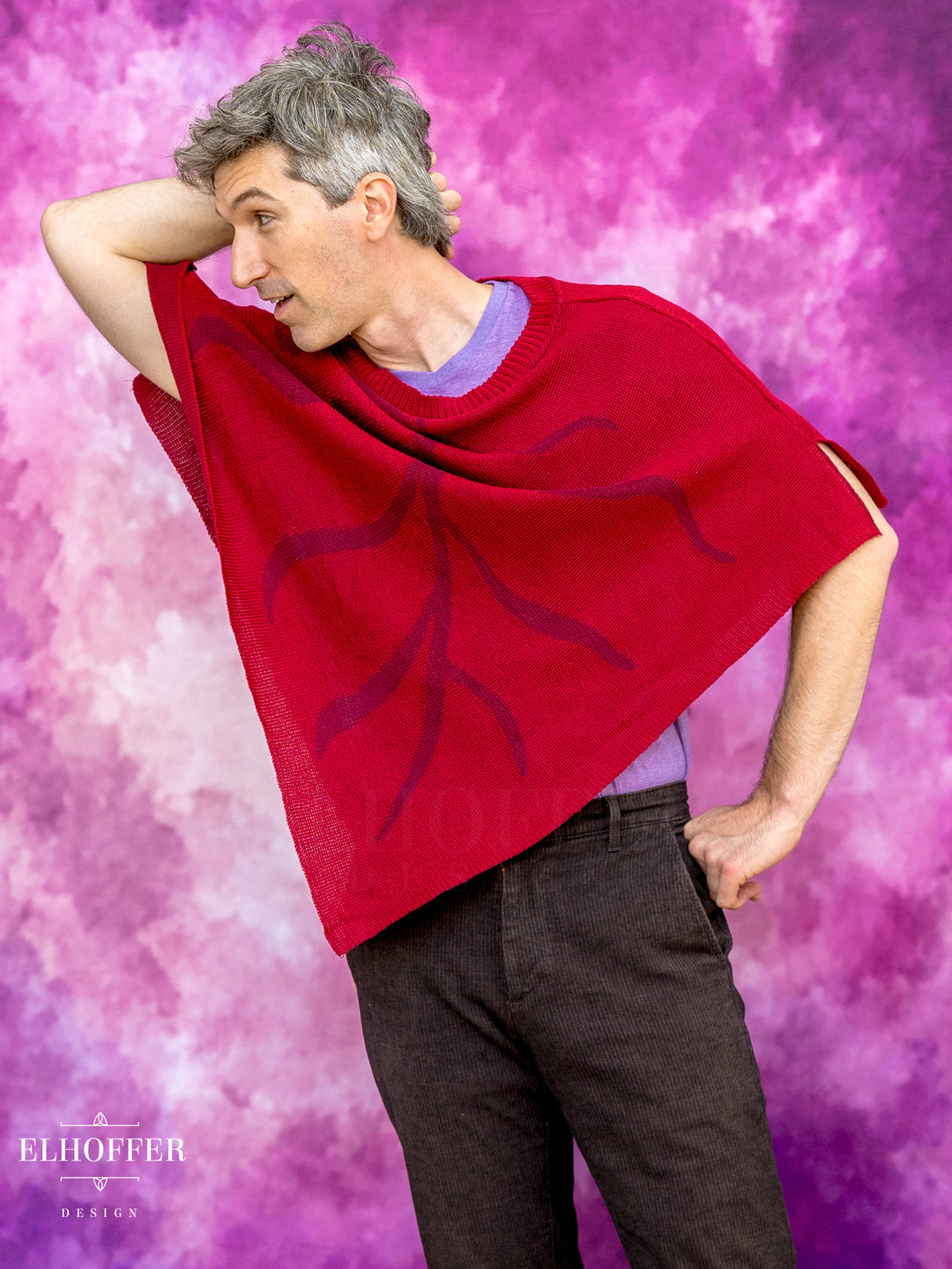 Essential Leaf Poncho - Fallen Red