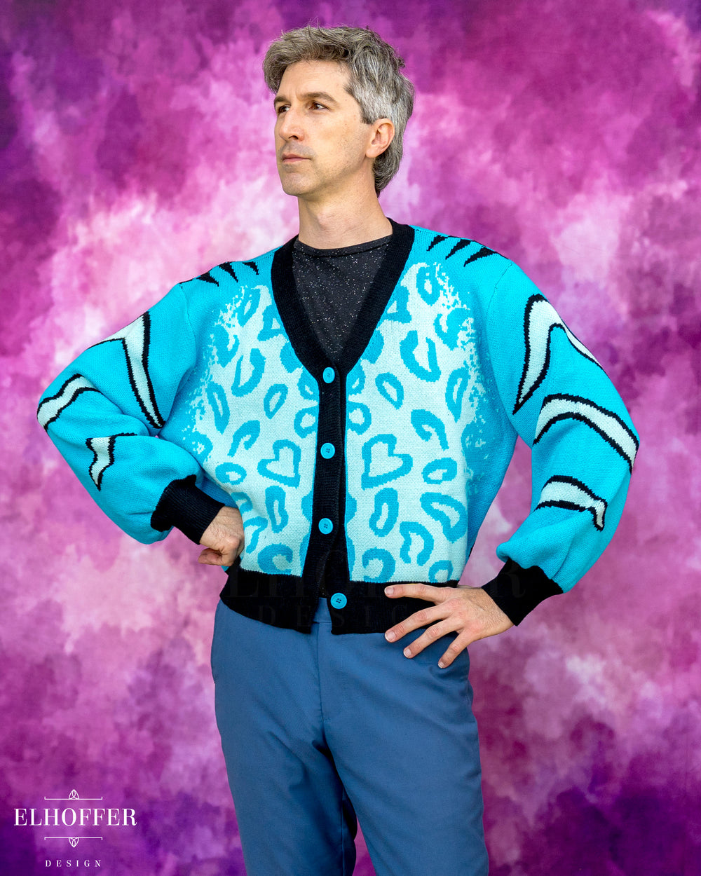 Turquoise Tiger Oversize Crop Cardi