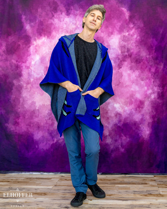 Blue Tiger Hooded Poncho