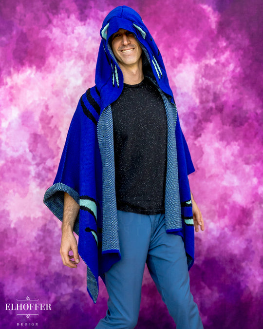 Blue Tiger Hooded Poncho
