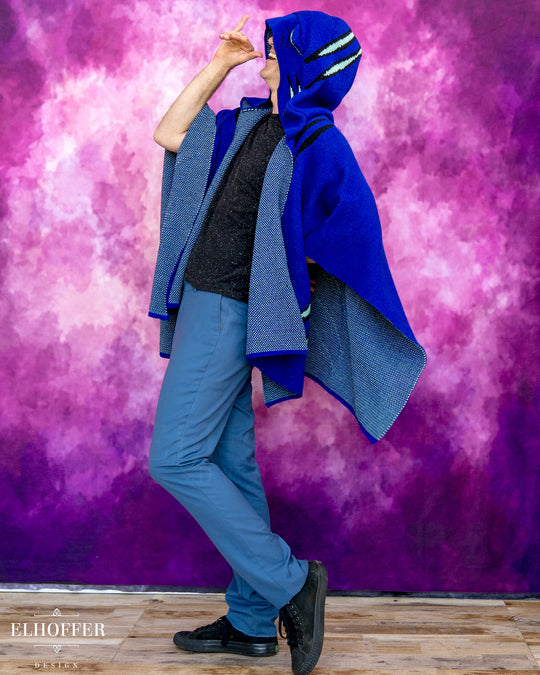 Blue Tiger Hooded Poncho