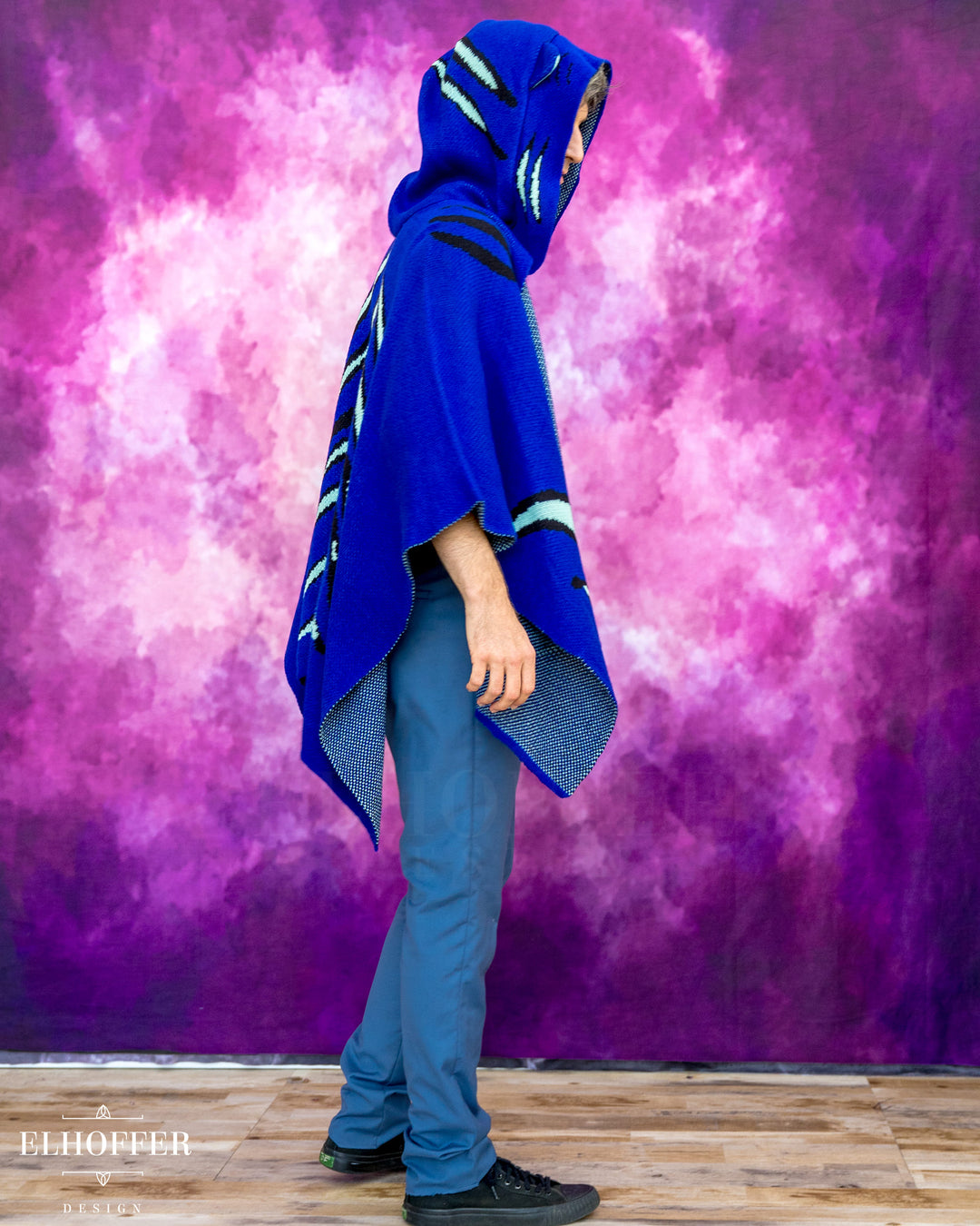 Blue Tiger Hooded Poncho
