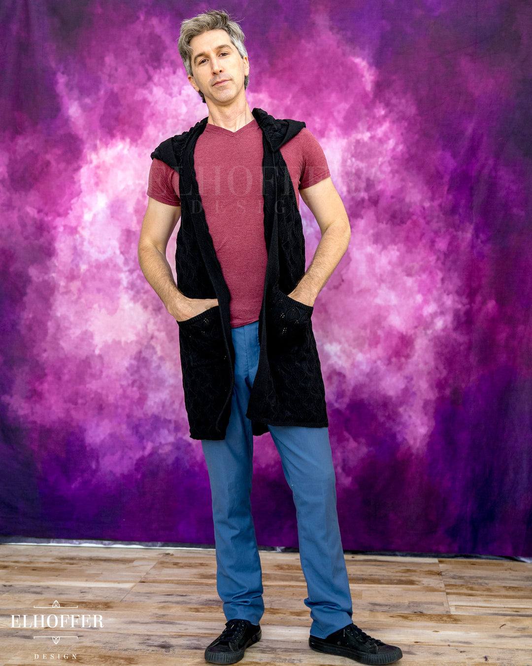 Elven Rogue Hooded Vest - Wraith Black