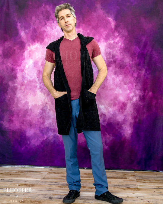 Elven Rogue Hooded Vest - Wraith Black
