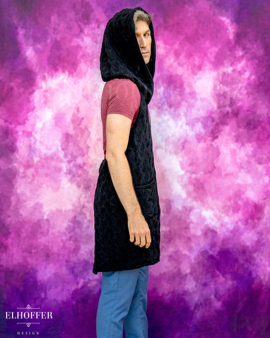 Elven Rogue Hooded Vest - Wraith Black