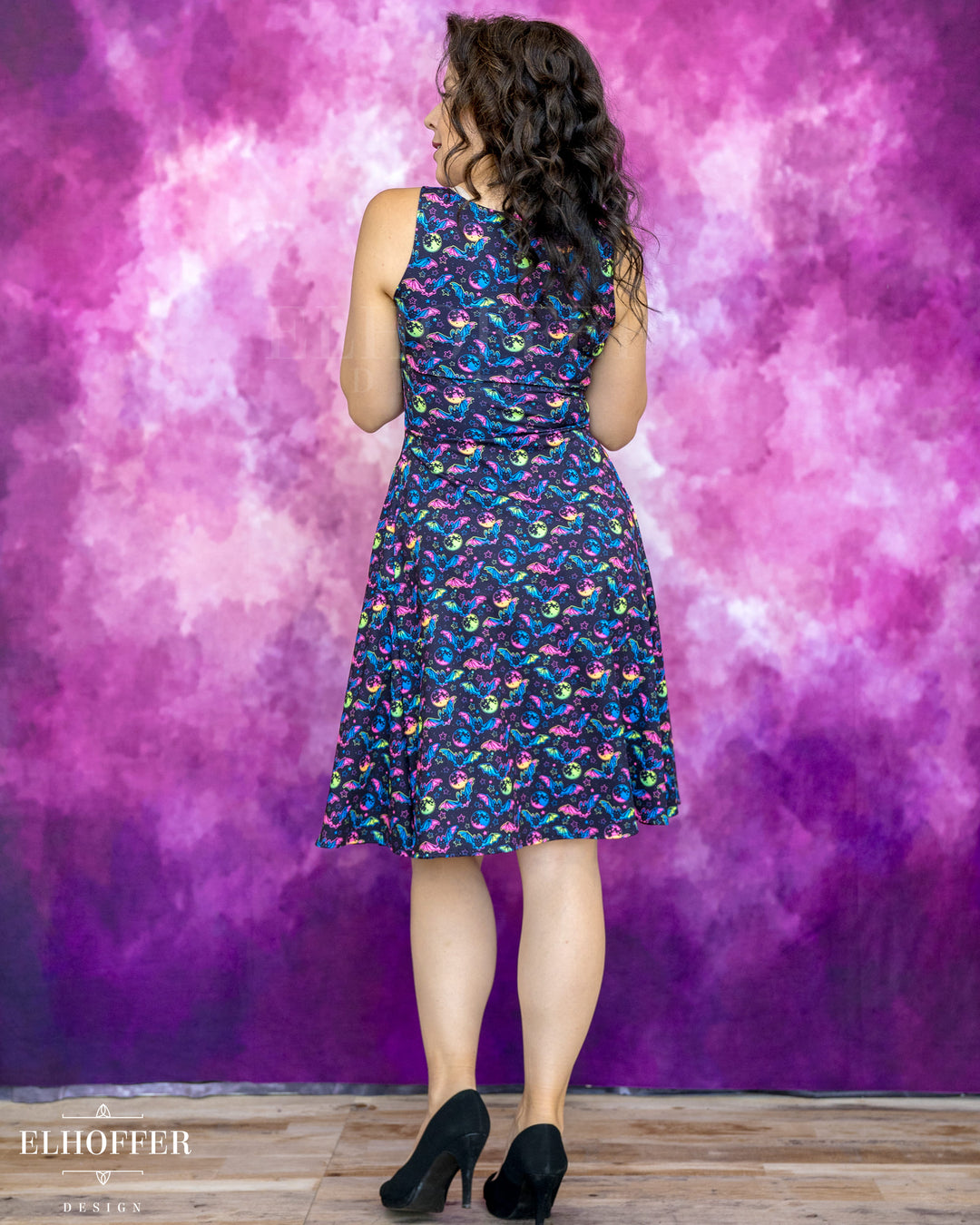 PREORDER - Essential Aquarius Knee Length Dress - Rainbow Bats