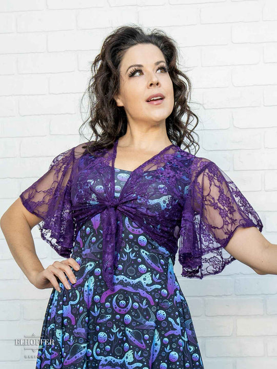 Essential Drusilla Wrap Top - Purple Floral Lace