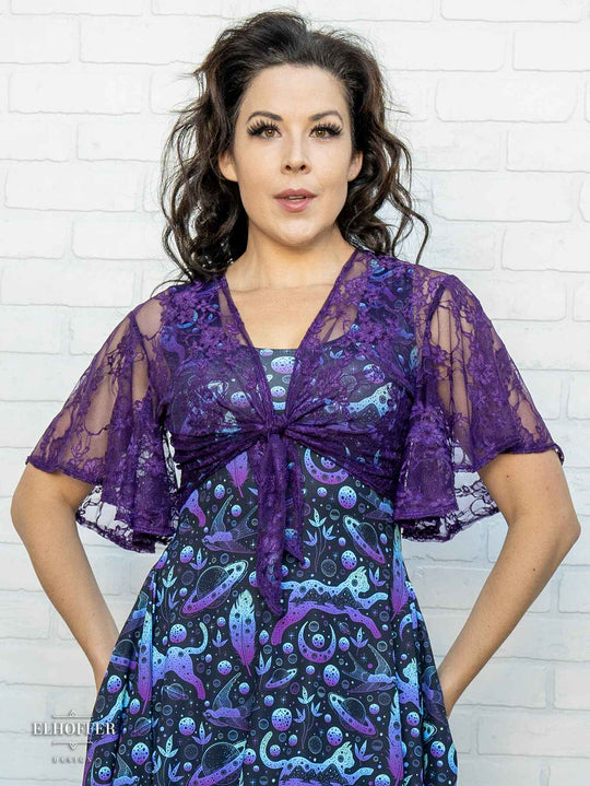 Essential Drusilla Wrap Top - Purple Floral Lace