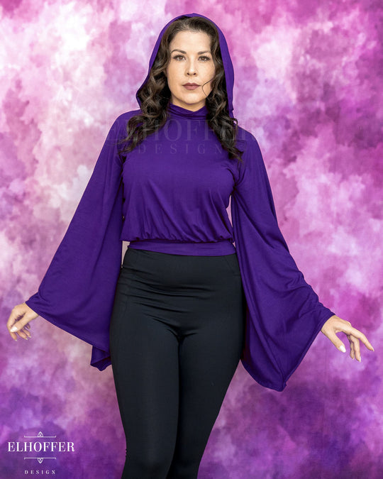 Essential Princess Hooded Crop Top - Cozy Eggplant Purple