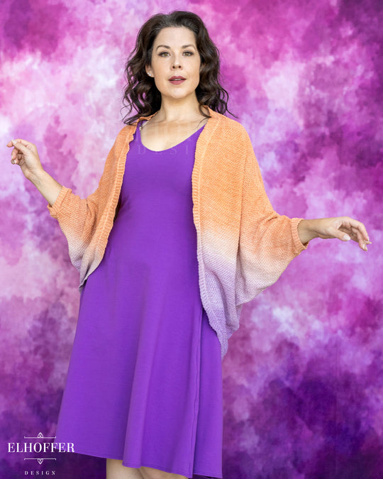 Hand Dyed - Essential Knit Dolman - Orange to Lavender - XL-3XL - Final Sale