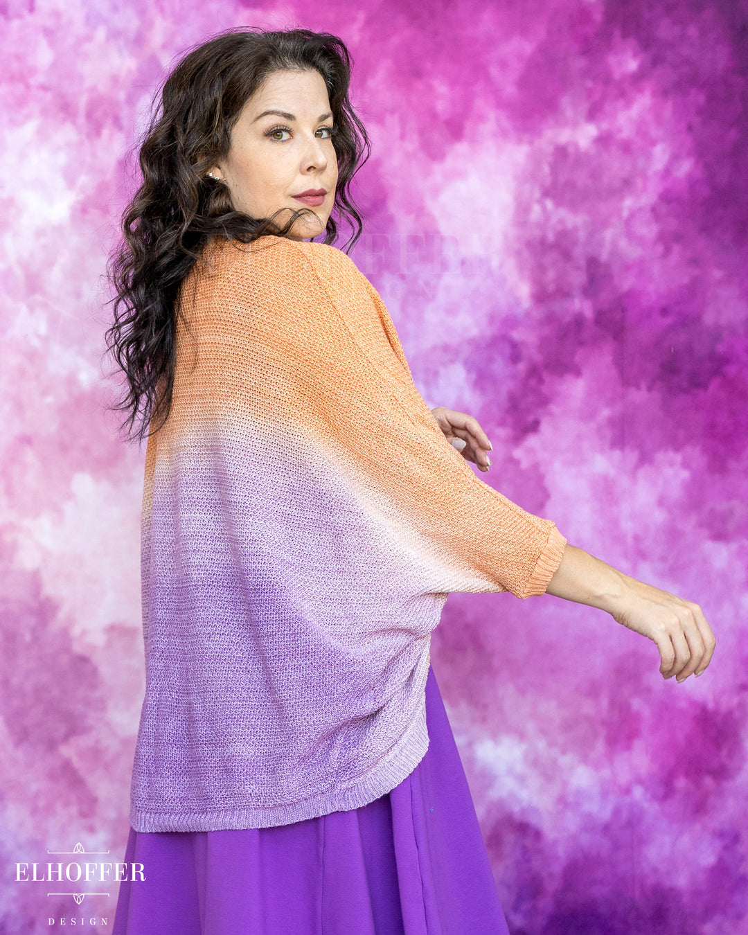 Hand Dyed - Essential Knit Dolman - Orange to Lavender - XL-3XL - Final Sale