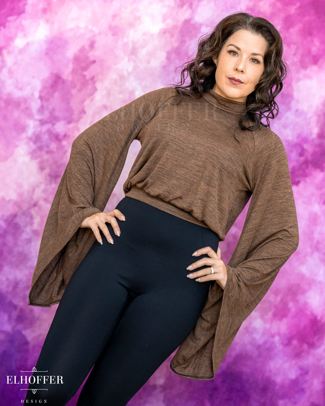 Essential Princess Hooded Crop Top - Heathered Chocolate