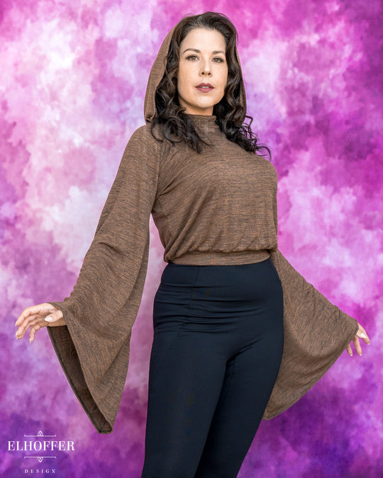 Essential Princess Hooded Crop Top - Heathered Chocolate
